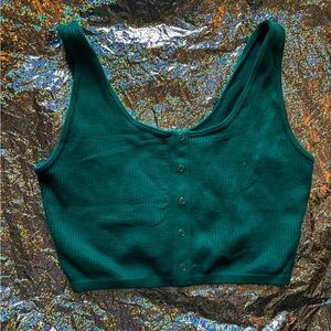 Teal Ribbed Button-Front Women's Top
